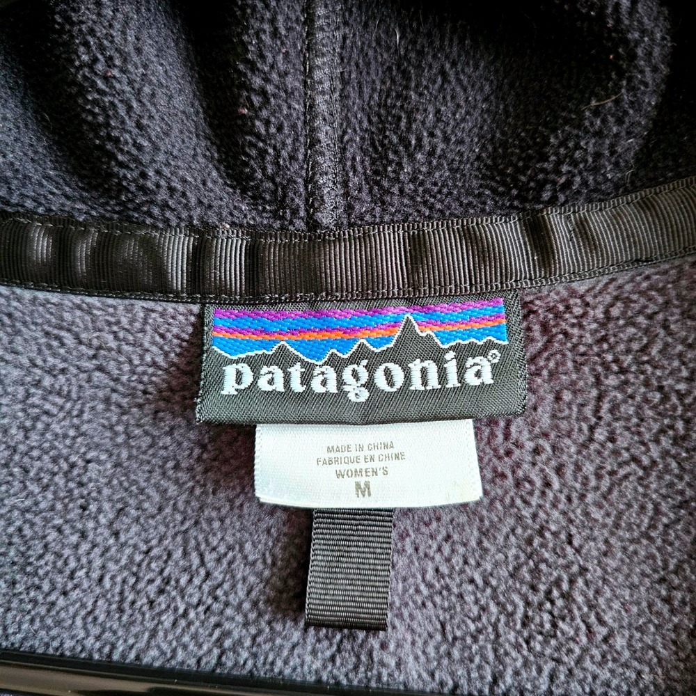 Patagonia Women's Full Zip‎ Fleece Hoodie Gray Black Jacket Activewear Medium - Picture 3 of 9